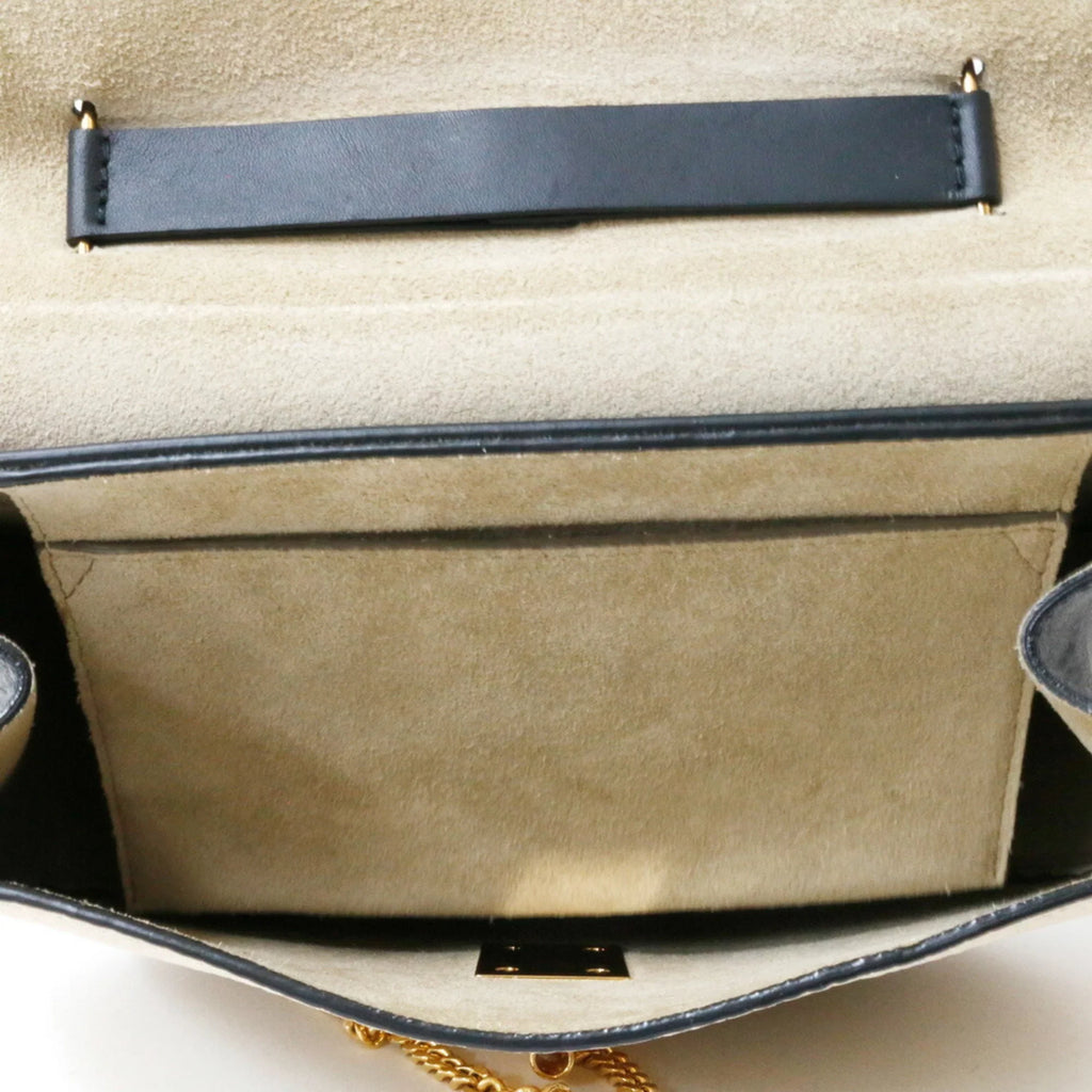 Pre-Owned Chloé Leather Sizehoulder Bag Beige,Black (Fair)