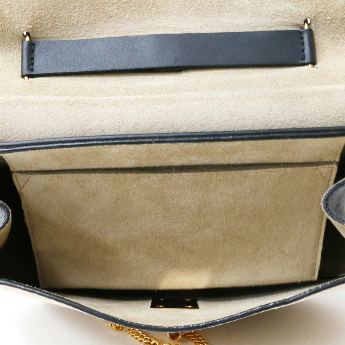 Pre-Owned Chloé Leather Sizehoulder Bag Beige,Black (Fair)