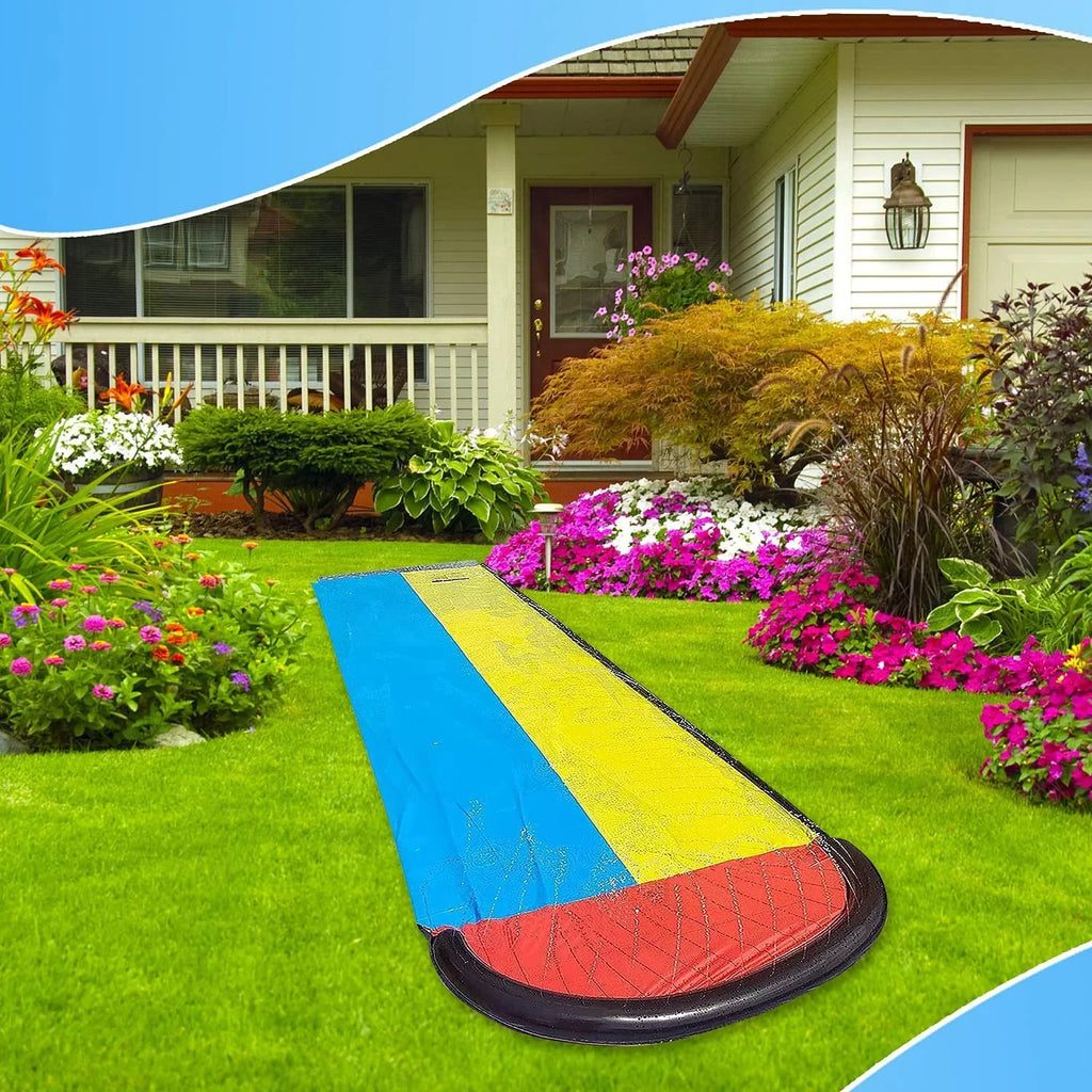 Kaniye 15.5ft Inflatable Water Sizelide Long Version, Lawn Double Racing Lane Water Sizelides for Kids