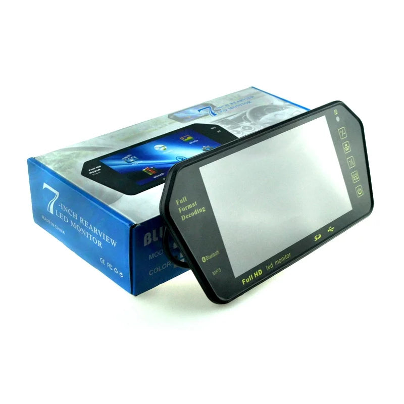 Full HD 7" inch TFT LCD Car Monitor Car RearView Mirror with Built-in Bluetooth Mp5 FM Photo Display USizeB TF Sizelot