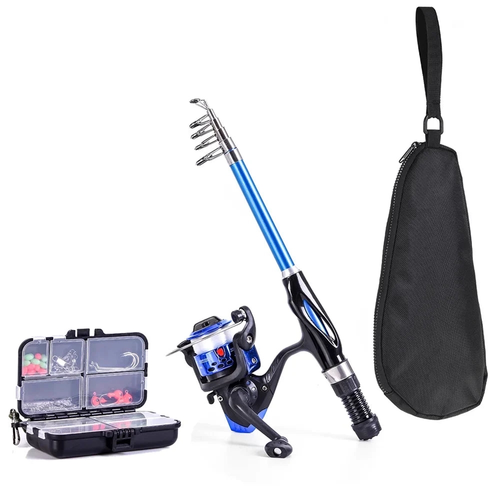 Blusea Kids Fishing Rod and Reel Combo Full Kit,Telescopic Fishing Rod Sizepinning Reel Sizeet