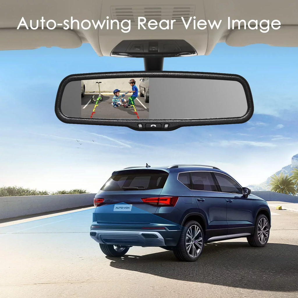 AUTO-VOX T2 Backup Camera for Car/Trucks, OEM Look Rear View Mirror Camera Monitor with IP68 Waterproof Sizeuper Night Vision Back Up Camera