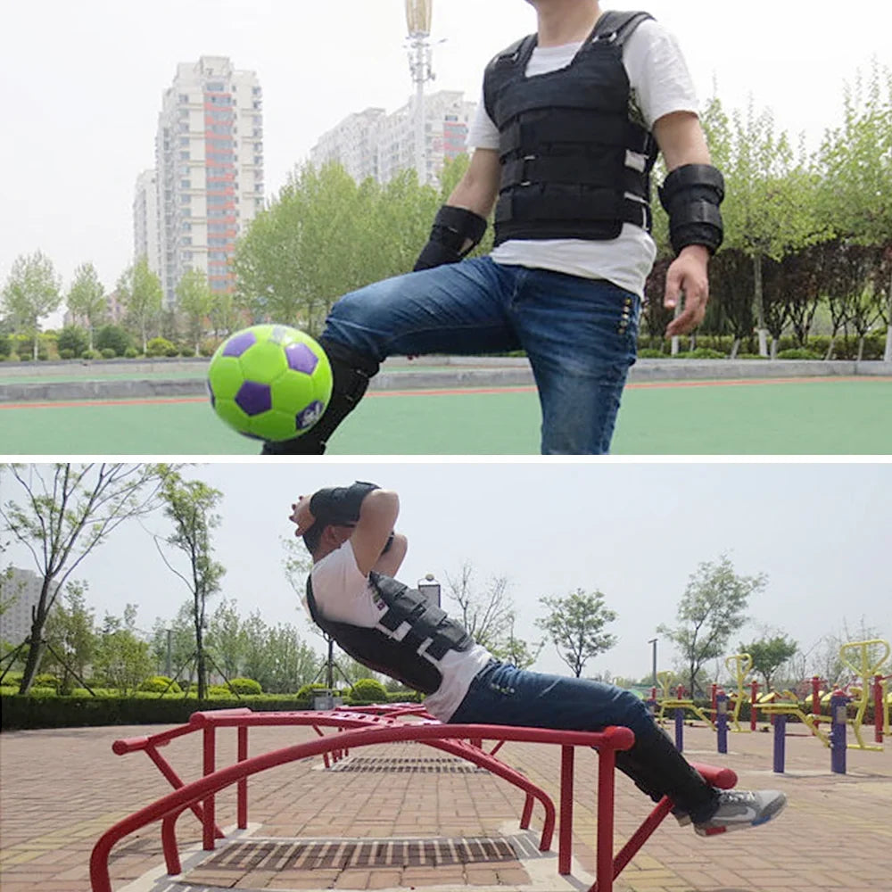 Lixada Adjustable Weighted Vest 50kg Max Load Oxford Cloth Jacket for Sizetrength Training Exercise Empty