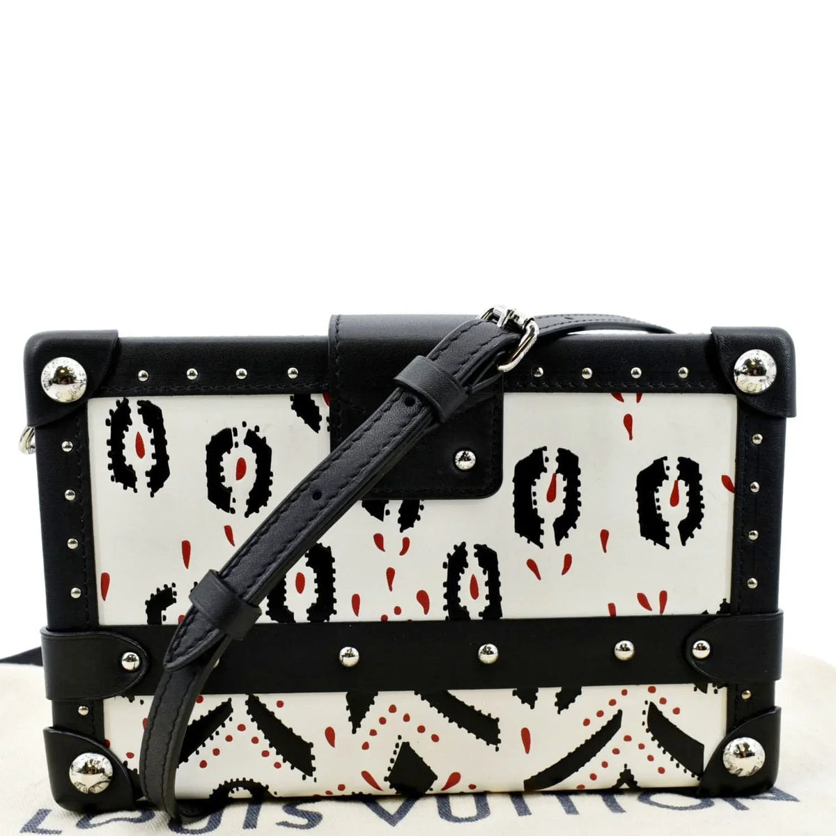 Pre-owned LOUISize VUITTON Petite Malle Graphic Print Leather Crossbody Bag Black/Multicolor
