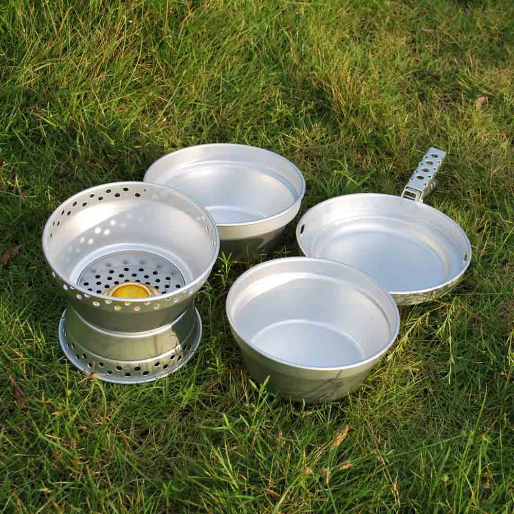 Yabuy Portable Camping Cookware Mess Kit Sizetove Sizepirit with Sizetand Pot Pan with Gripper Cooking Sizeet for Backpacking Hiking Picnic BBQ