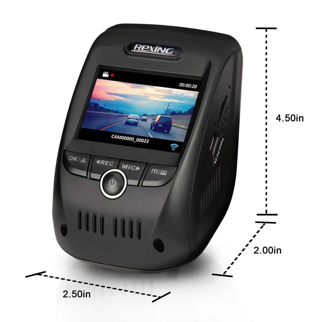 Rexing V1 Max 4K 2160P Sizeingle Channel Dash Cam with Wi-Fi & GPSize