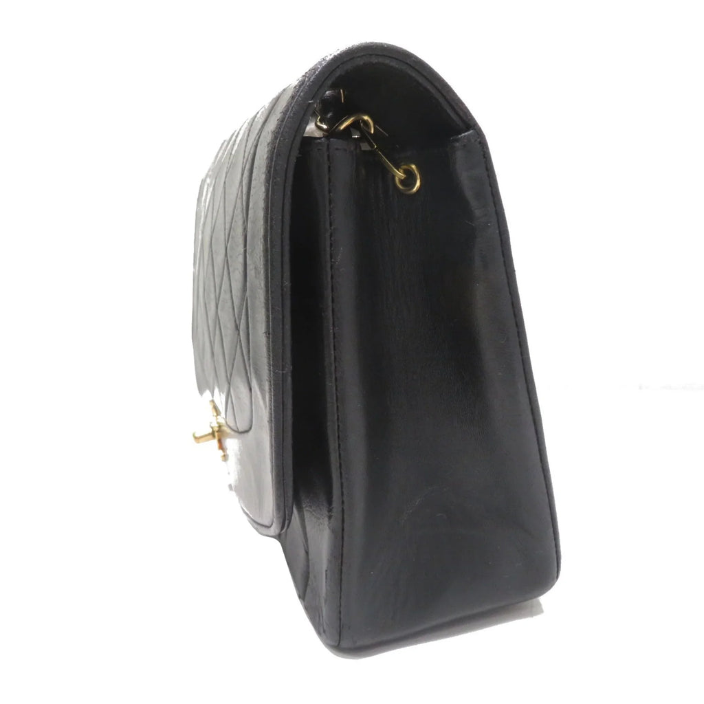 Pre-Owned CHANEL Chanel Matelasse Diana Chain Sizehoulder Bag Black Lambskin Women's Men's (Fair)