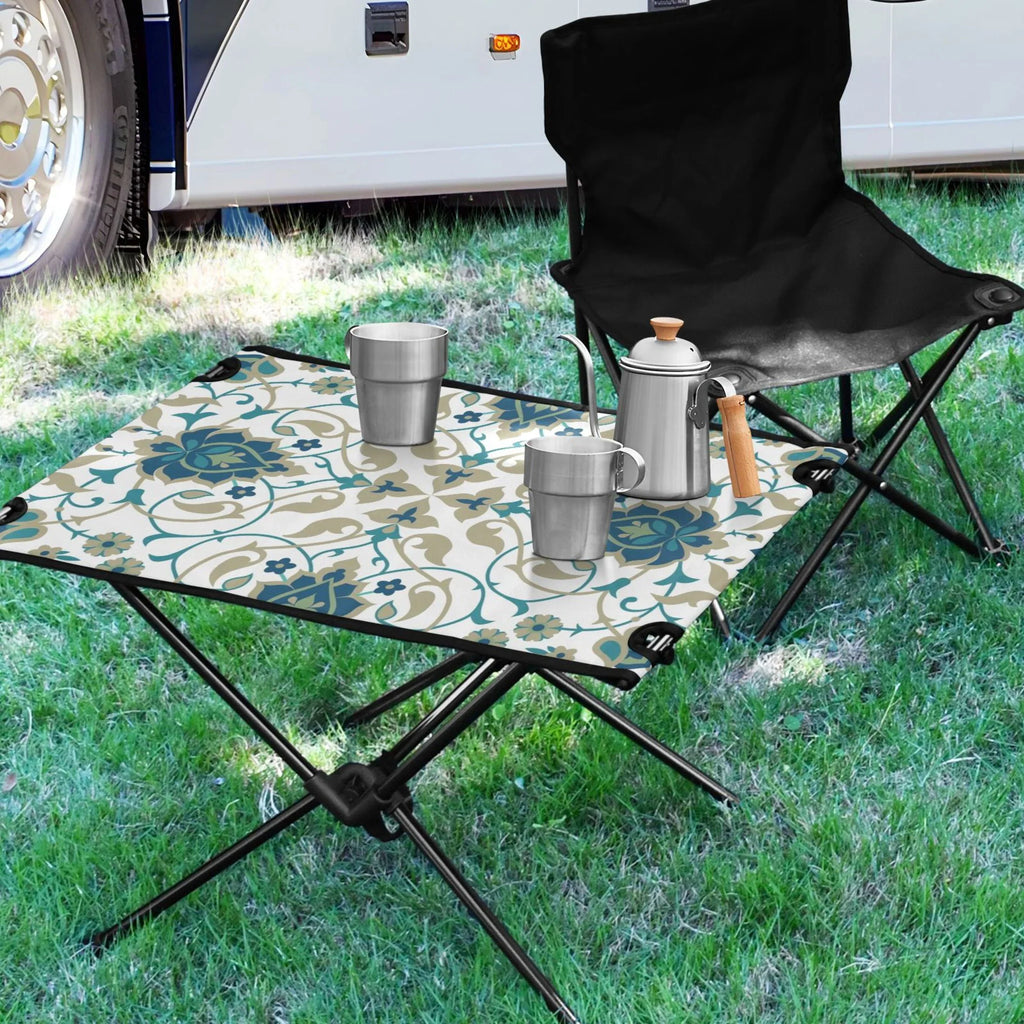 Indian Print Camping Folding Table Portable Beach Table with Sizetorage Bag Compact Picnic Table for Outdoor Travel Fishing BBQ