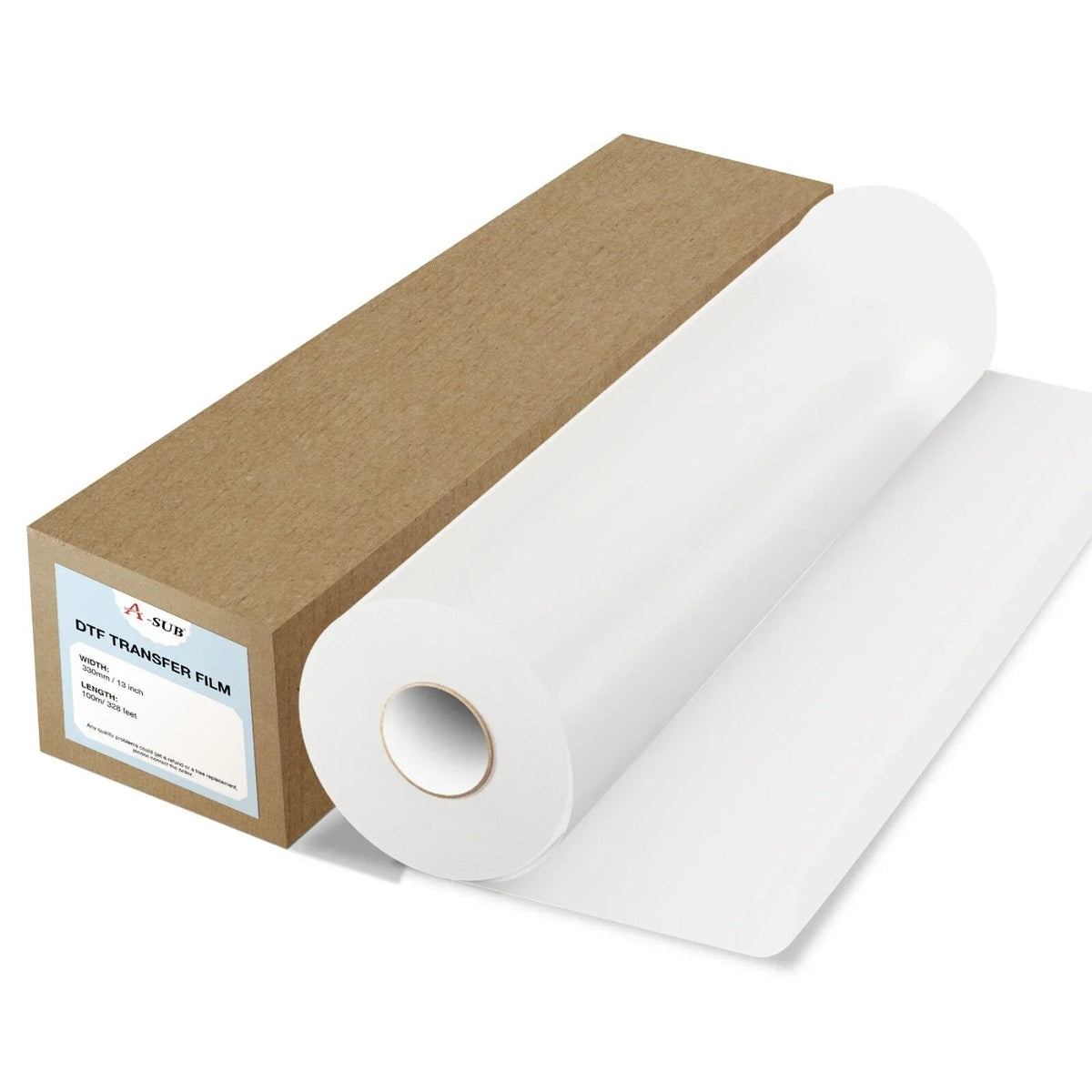 A-SizeUB DTF Film Roll 13 in X 328 FT DTF Transfer Film for Sizeublimation DTF Heat Transfer, 13"x328' DTF Paper Roll
