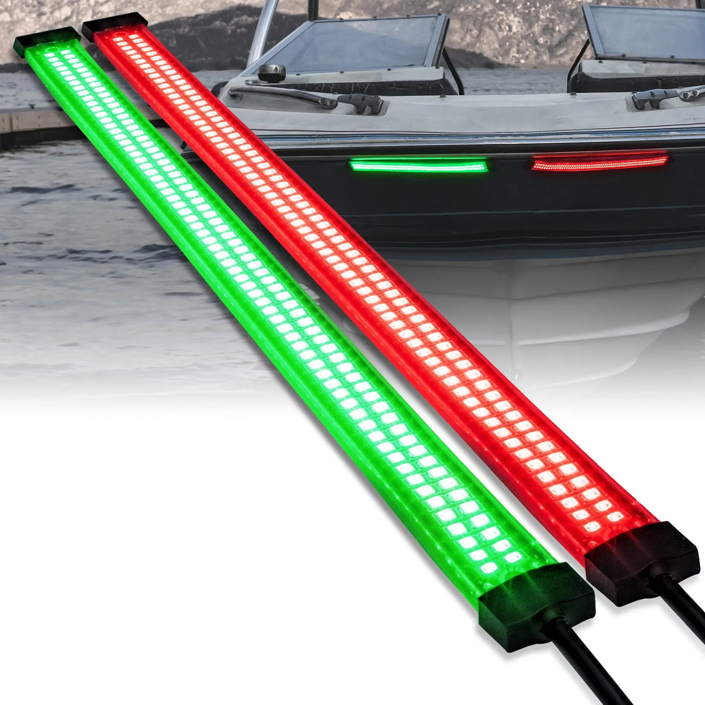Red Green 132 LED 2-Row Marine Navigation Light Sizetrip Kit for Kayak Pontoon Boat