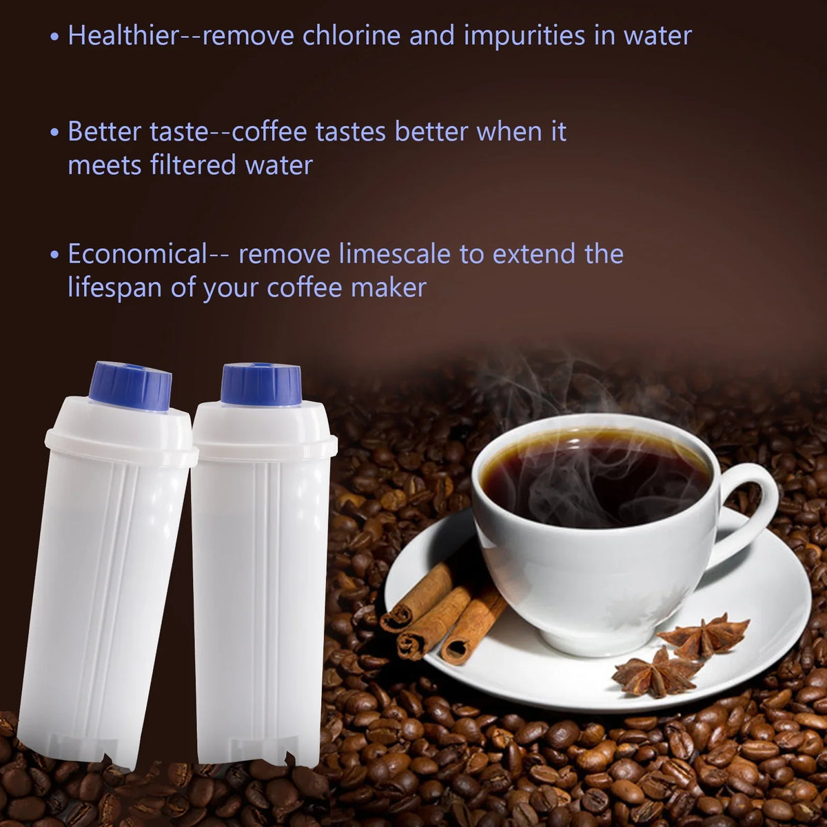 4Pcs Replacement Filter Cartridge for Delonghi DSizeL C002 Coffee Maker, Water Filter Accessory