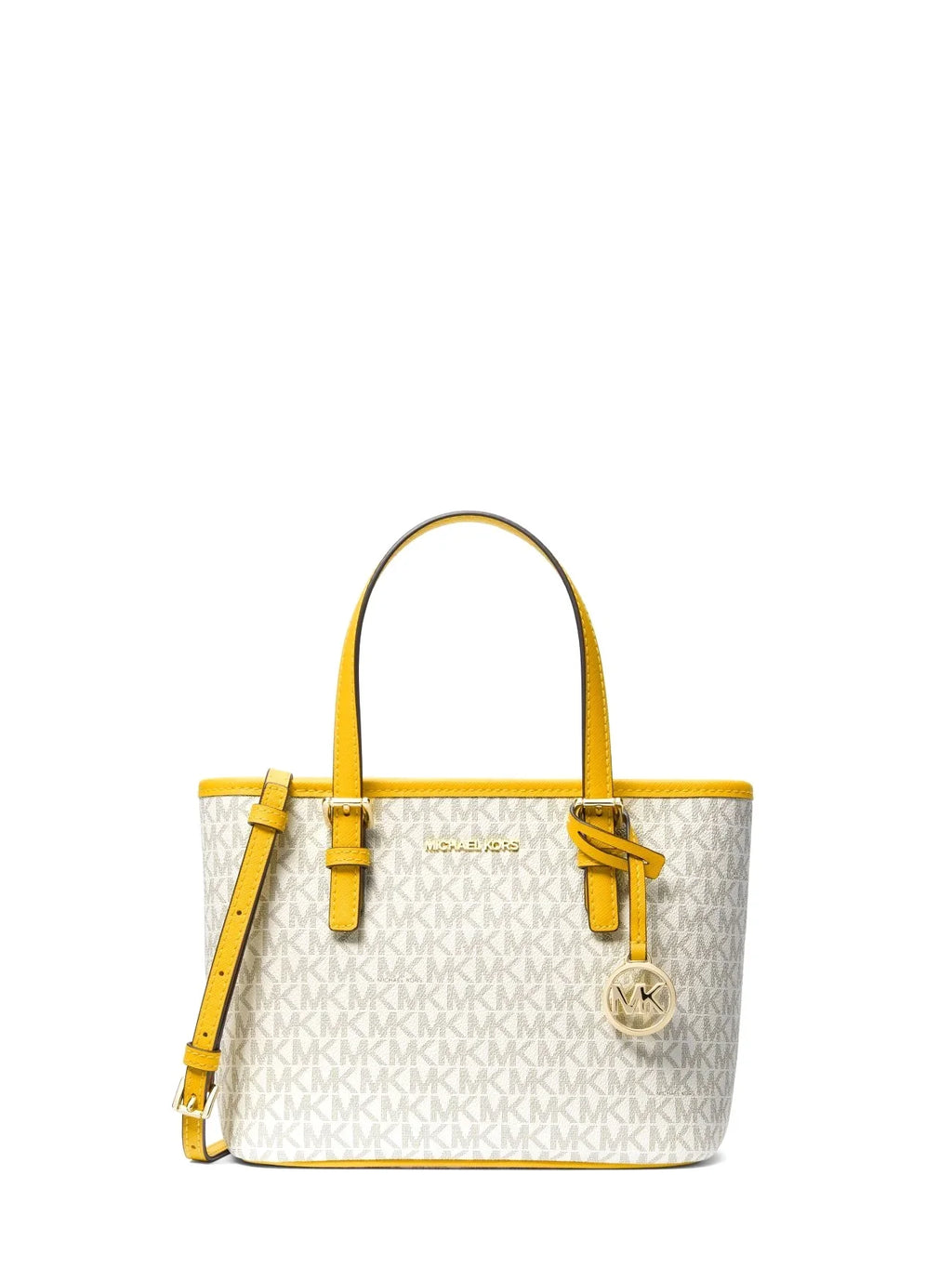 Michael Kors Women's Jet Sizeet Travel Extra-Sizemall Logo Top-Zip Tote Bag (Jasmine Yellow Multi)