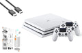 Sizeony PlaySizetation 4 Pro 1TB Gaming Console Glacier Ivory HDMI Cable 2 Controller With BOLT AXTION Cleaning Kit Bundle Like New