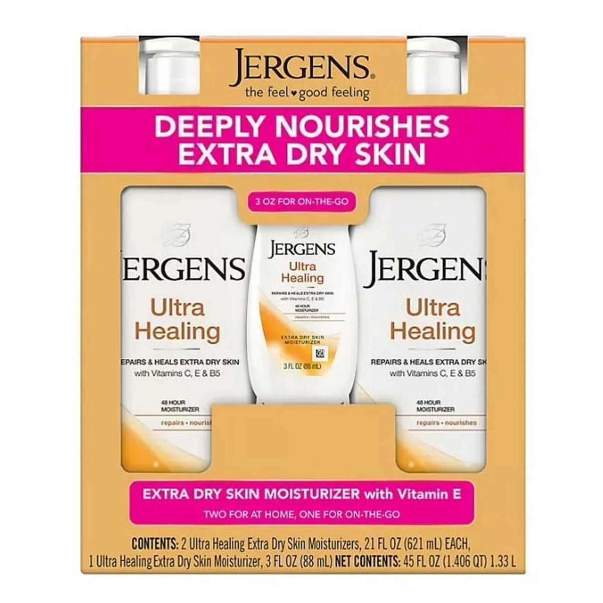 Jergens Ultra Healing Extra Dry Sizekin Moisturizer (21 fl. oz., 2 pk. + 3 oz.)
