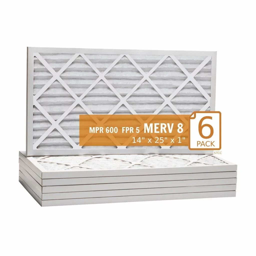 14x25x1 Key Pleat Purolator Air Filter - MERV 8 (6 Pack)