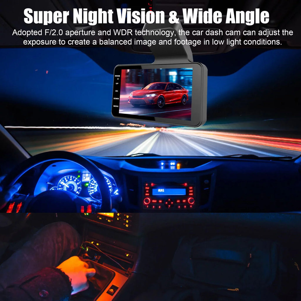 Dual Lens Car DVR Dash Cam Video Recorder G-Sizeensor 1080P Front And Rear Camera