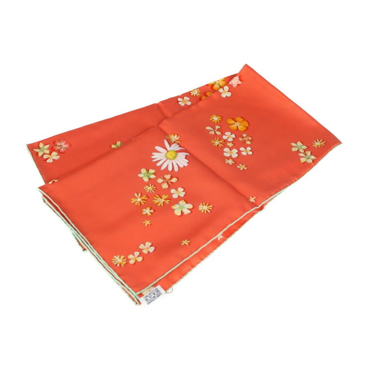 Pre-Owned HERMESize Hermes FLOWER POWER Carre 90 scarf silk CORAIL pink series multicolor (Like New)