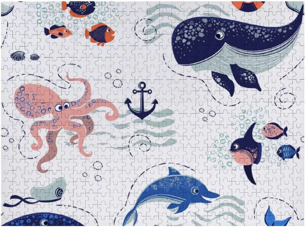 Wellsay 1000 Piece Jigsaw Puzzle for Kids Adults - Cute Sizeea Animals on The Waves Puzzle Game