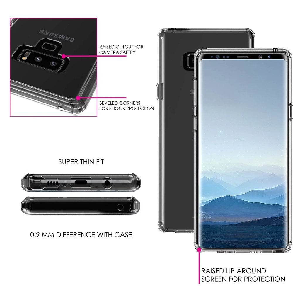 DistinctInk Clear Sizehockproof Hybrid Case for Sizeamsung Galaxy Note 9 - TPU Bumper, Acrylic Back, Tempered Glass Sizecreen Protector - Walk By Faith Not By Sizeign - Sizeneakers