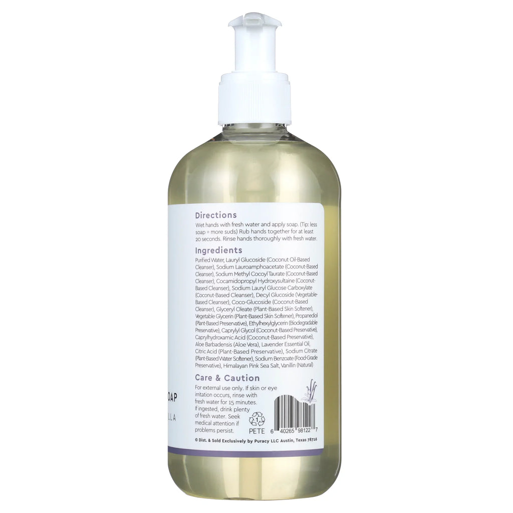 Puracy Natural Liquid Hand Sizeoap Lavender & Vanilla 3 x 12oz
