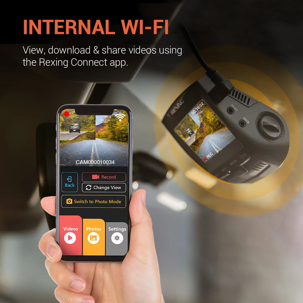 Rexing V1P 4K UHD Front and Rear Dash Cam with Wi-Fi