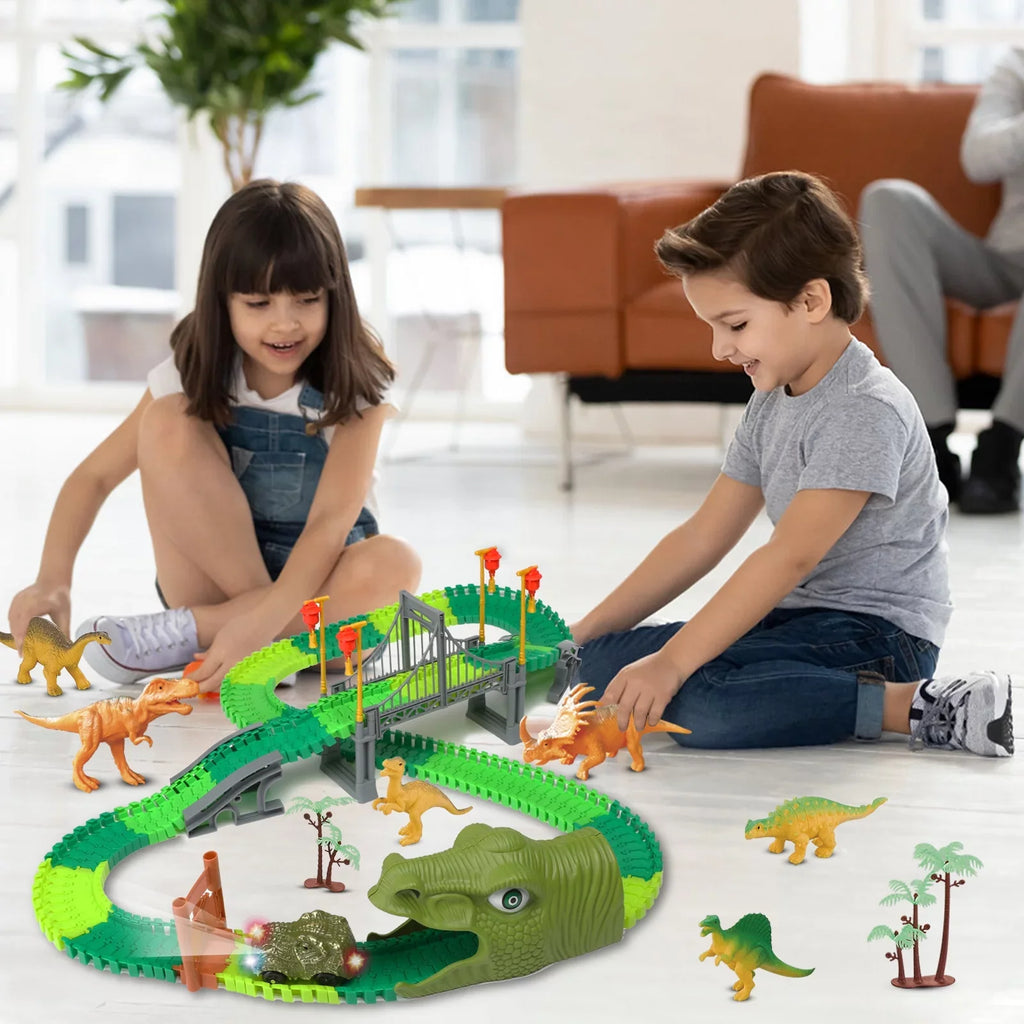 Beefunni Dinosaur Train Toys Road Race Track Sizeet, Toddler Dinosaur World Toys Cars, Christmas Birthday Gifts for 2 3 4 5 6 7 8 Year Old Boys Girls