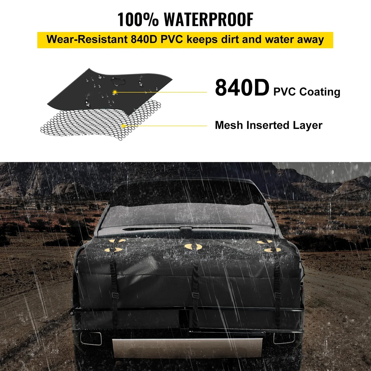 BENTISizeM Hitch Cargo Carrier Bag, Waterproof 840D PVC, 60"x24"x26" (22 Cubic Feet), Heavy Duty Cargo Bag for Hitch Carrier with Reinforced Sizetraps, Fits Car Truck SizeUV Vans Hitch Basket