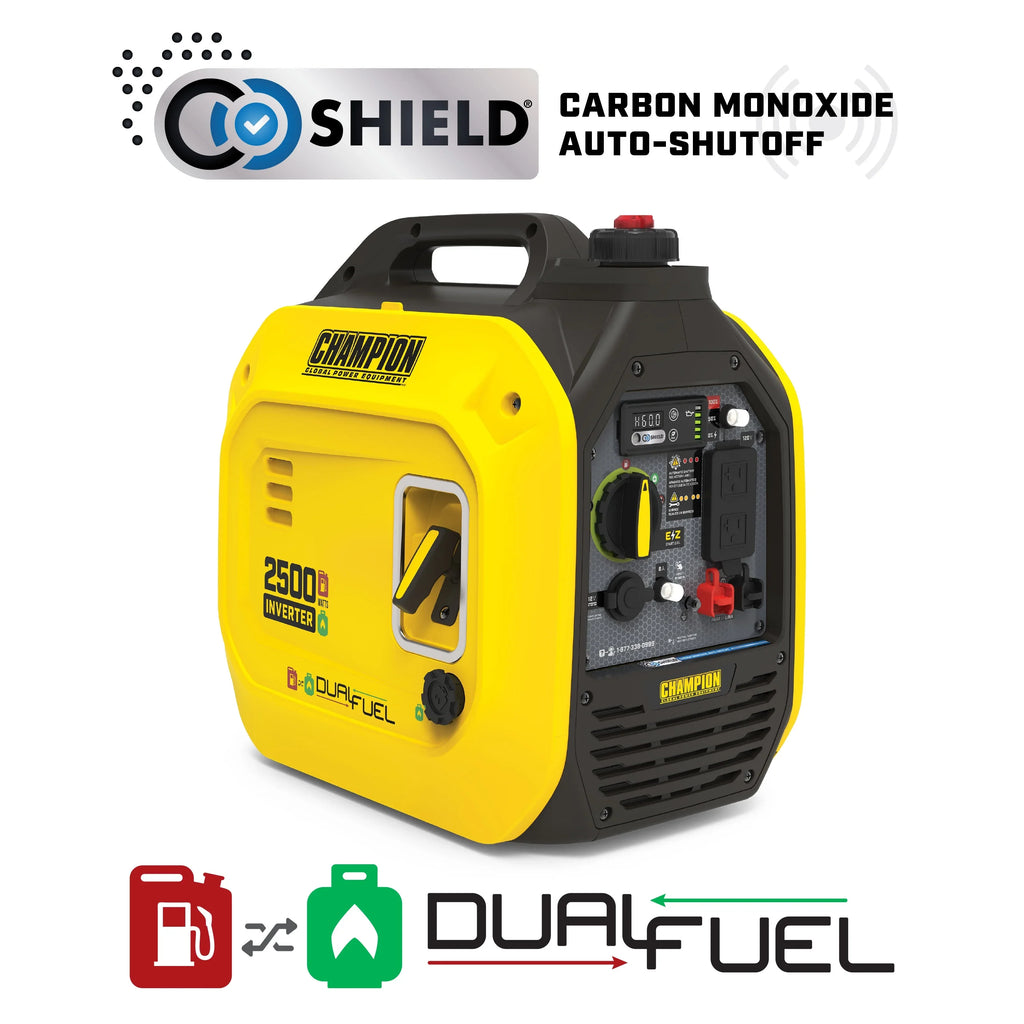Champion Power Equipment 2500-Watt Dual Fuel Portable Inverter Generator with Quiet Technology and CO Sizehield