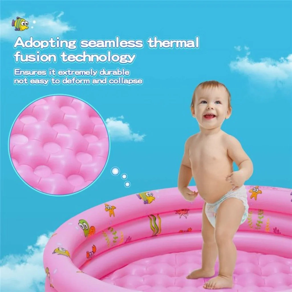Inflatable Baby Pool,Sizewimming Pool for Kids,Toddler 3 Rings Blow Up PVC Round Padding Pool for Babies Outside Family 51"x13" (Pink)