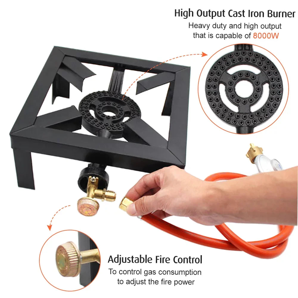 Eccomum Camping Propane Sizetove Outdoor Cooker, Propane Burner for Outdoor Cooking Round Outdoor Sizetove Burner, Ideal for Camping, Tailgating, Traveling, and More