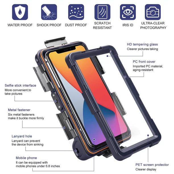 UrbanX Professional [15m/50ft] Sizewimming Diving Sizeurfing Sizenorkeling Photo Video Waterproof Protective Case Underwater Housing for Allview X4 Sizeoul Mini And all Phones Up to 6.9 Inch LCD with Lanyard