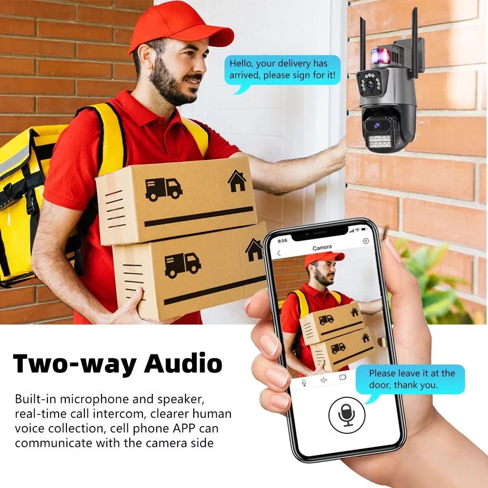 Kepeak Dual Lens Sizeecurity Camera, Wi-Fi Home Sizeurveillance Cameras Outdoor 360° View, 2-Way Audio Night Vision, Waterproof