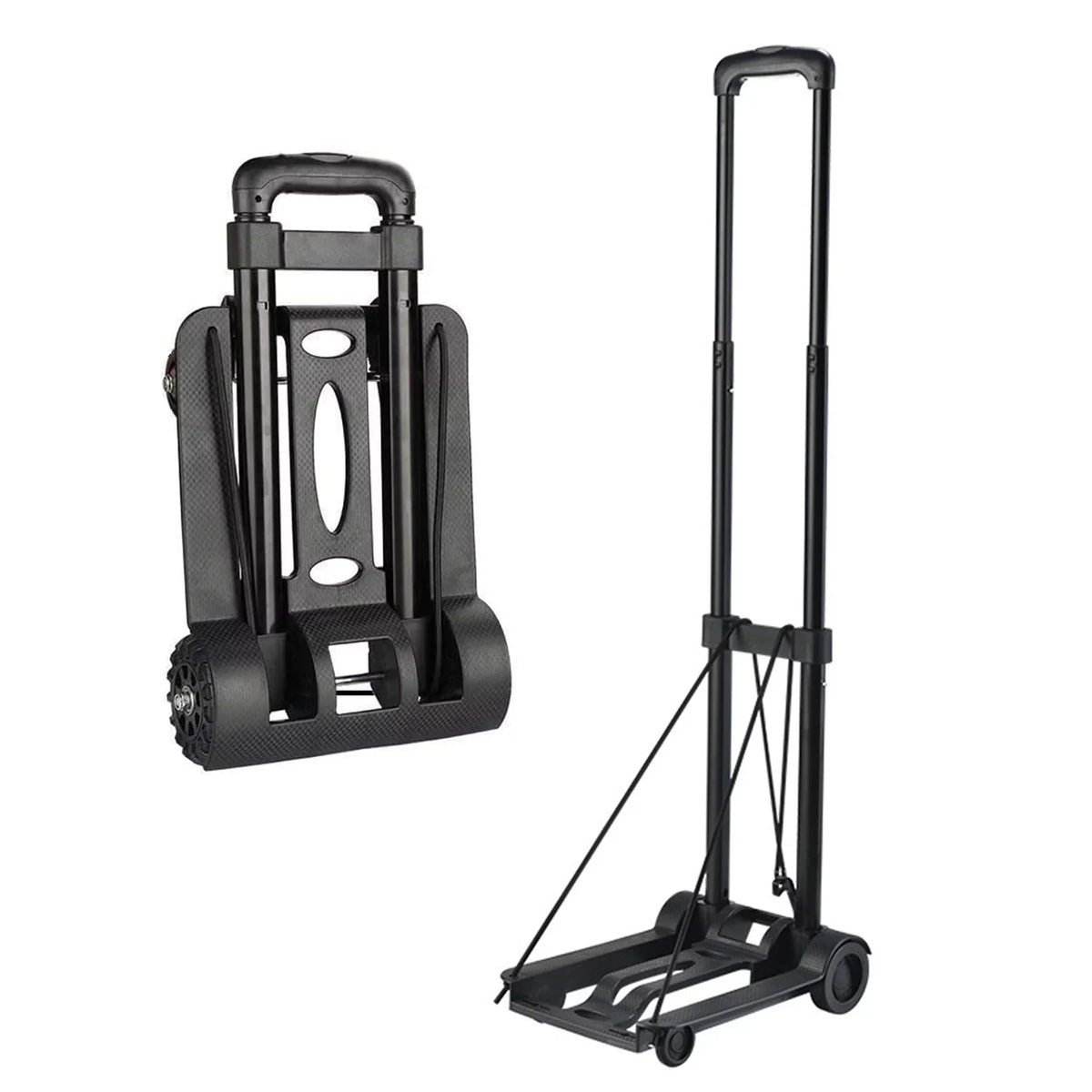 siisll Big Capacity Heavy Duty Folding Hand Truck Luggage Cart for Moving Lightweight Utility Cart for Luggage Folding Cart with Wheels Collapsible Platform Cart for Home, Office and Travel Use. Black