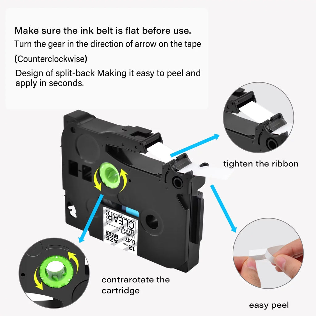 GREENCYCLE 30PK Compatible for Brother P-touch Black on Matte Clear 12mm 0.47" TZe-M31 TZ-M31 TZM31 TZeM31 Laminated Label Tape