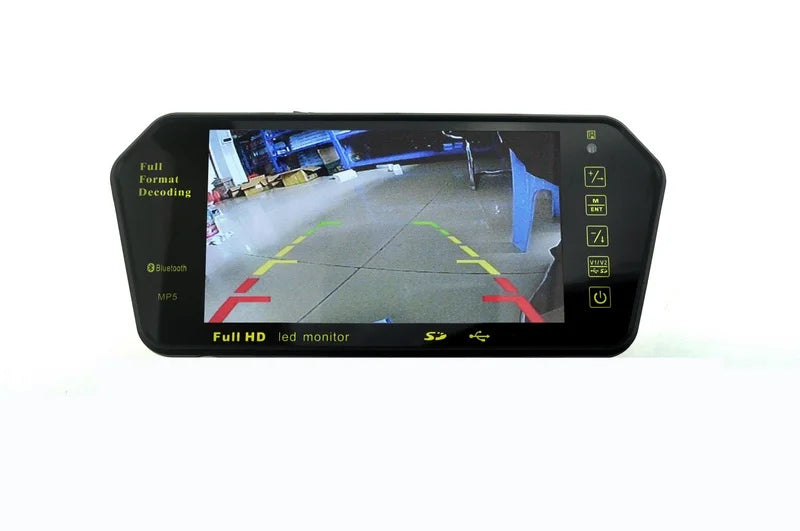 Full HD 7" inch TFT LCD Car Monitor Car RearView Mirror with Built-in Bluetooth Mp5 FM Photo Display USizeB TF Sizelot