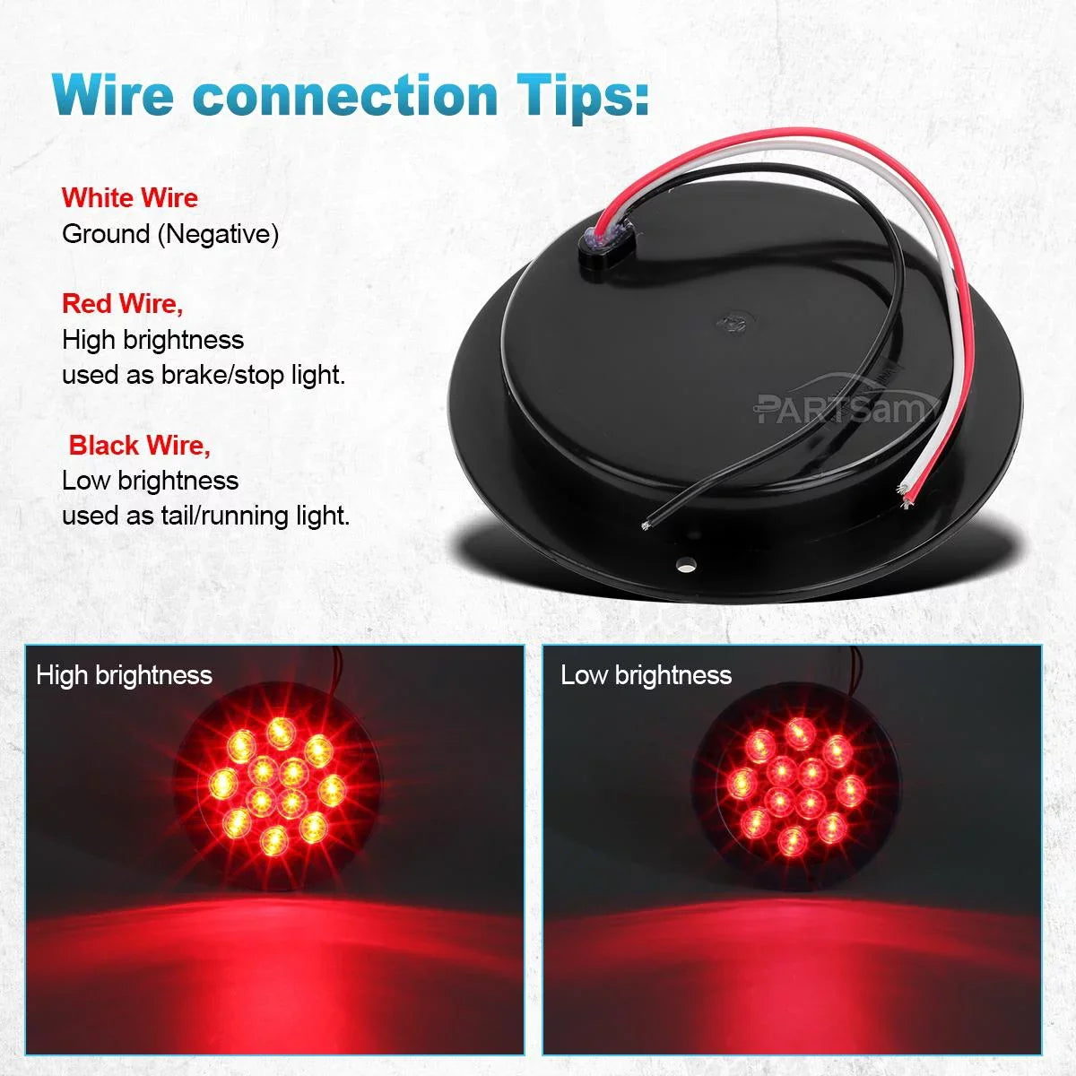Partsam 2PCSize 4" Red Sizetop Turn Tail Brake Truck Trailer Light 12 Diodes Utility