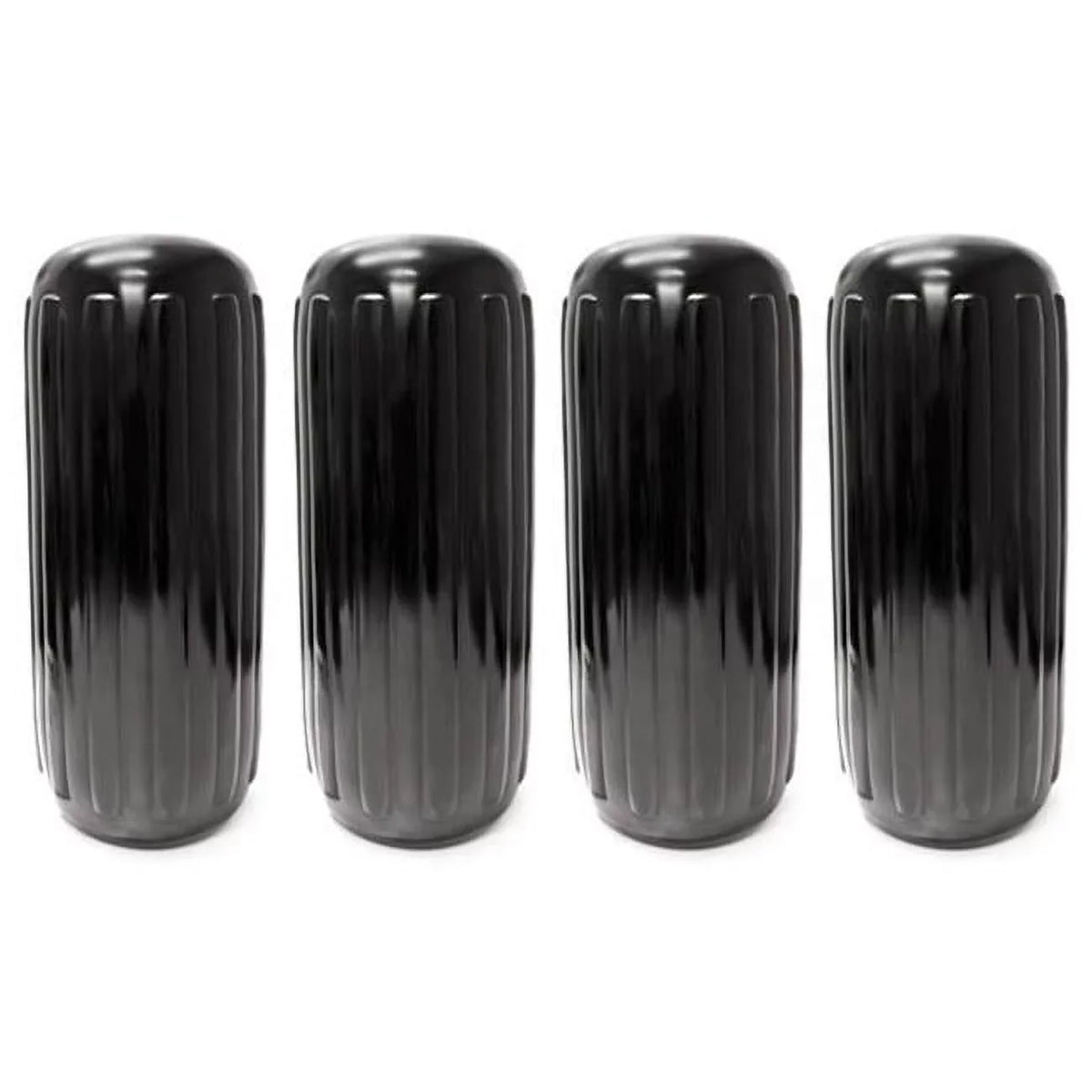 10 x 28 in. Center Hole Ribbed Boat Pontoon Fender, Black - 4 Piece
