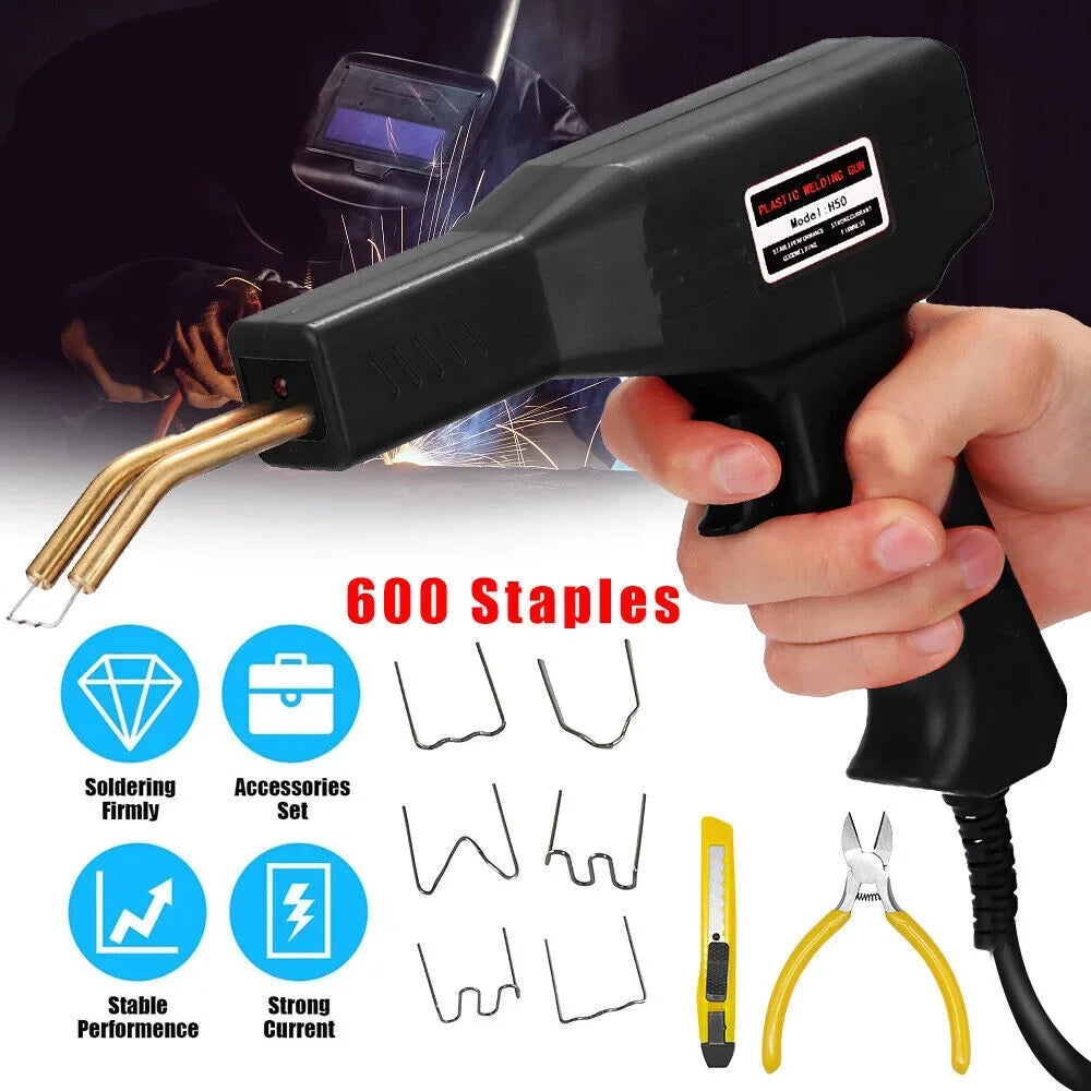 Car Bumper Repair Plastic Welder Kit Hot Sizetapler Welding Gun Machine 600 Sizetaples