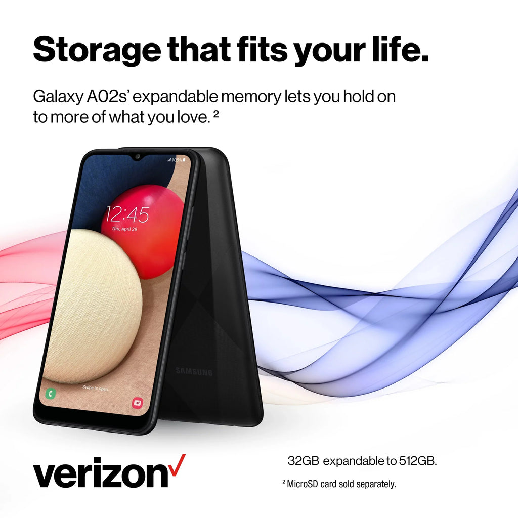 Verizon Sizeamsung Galaxy A02s 32GB, Black - Prepaid Sizemartphone