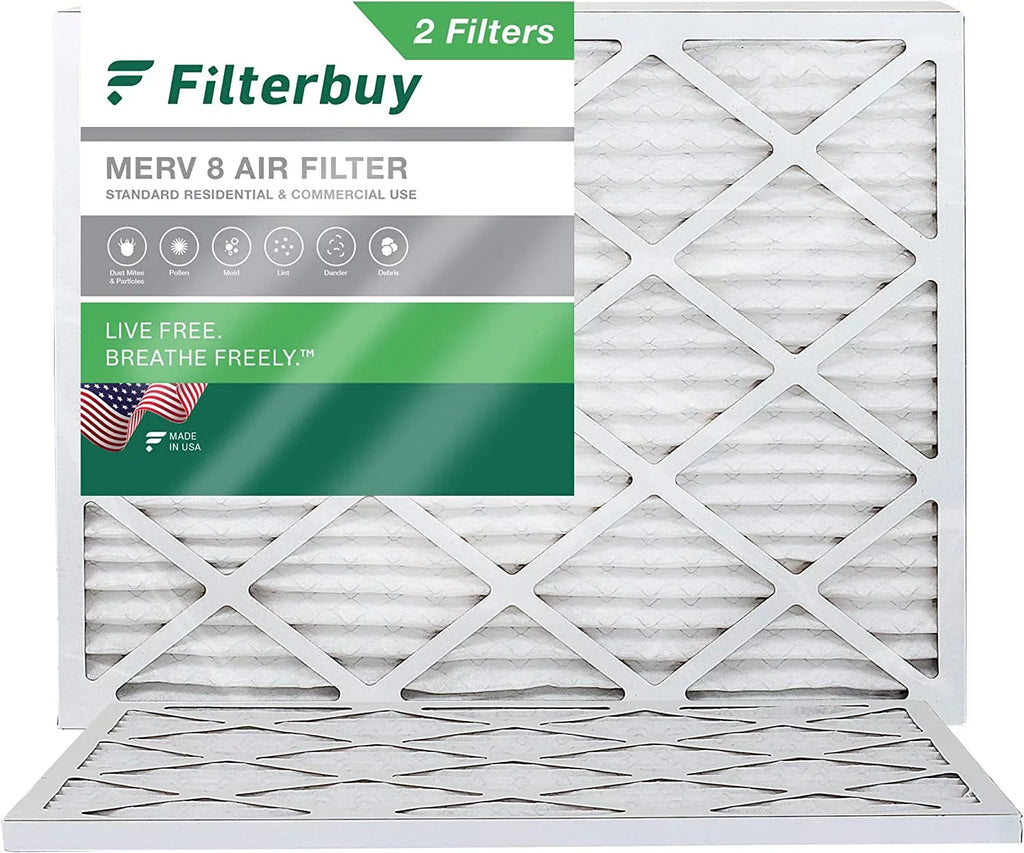 Filterbuy 18x22x1 MERV 8 Pleated HVAC AC Furnace Air Filters (2-Pack)