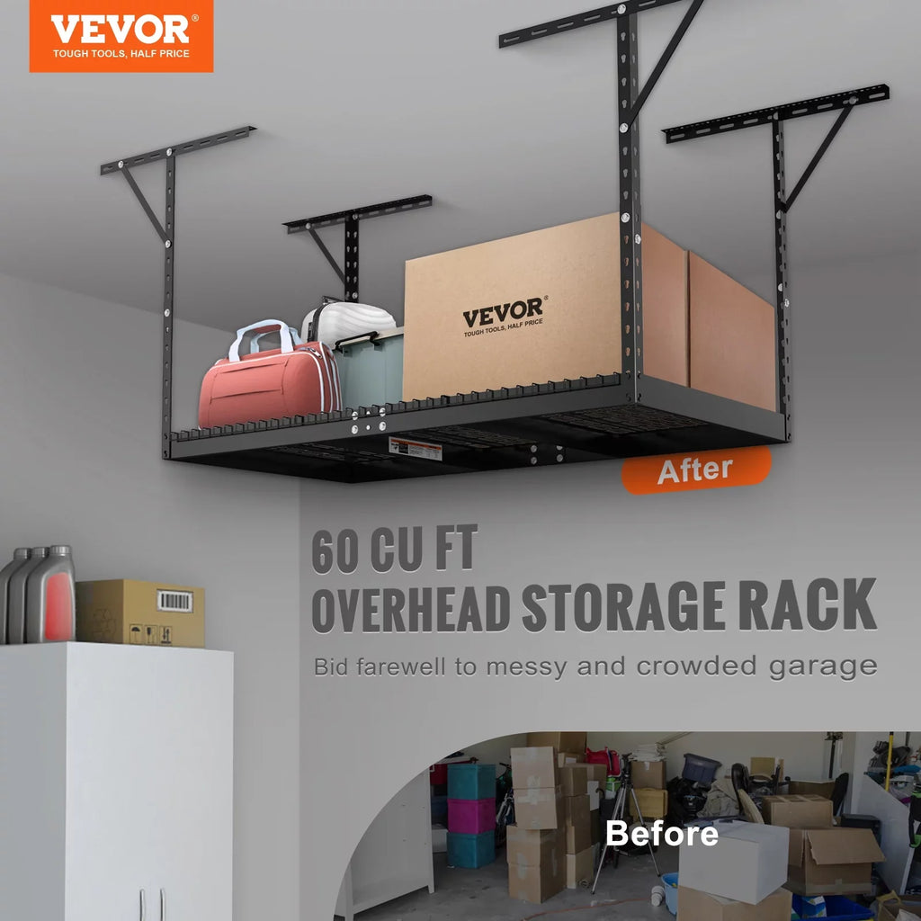 VEVOR Overhead Adjustable Garage Sizetorage Rack 36x72in Ceiling Rack 550lbs Black