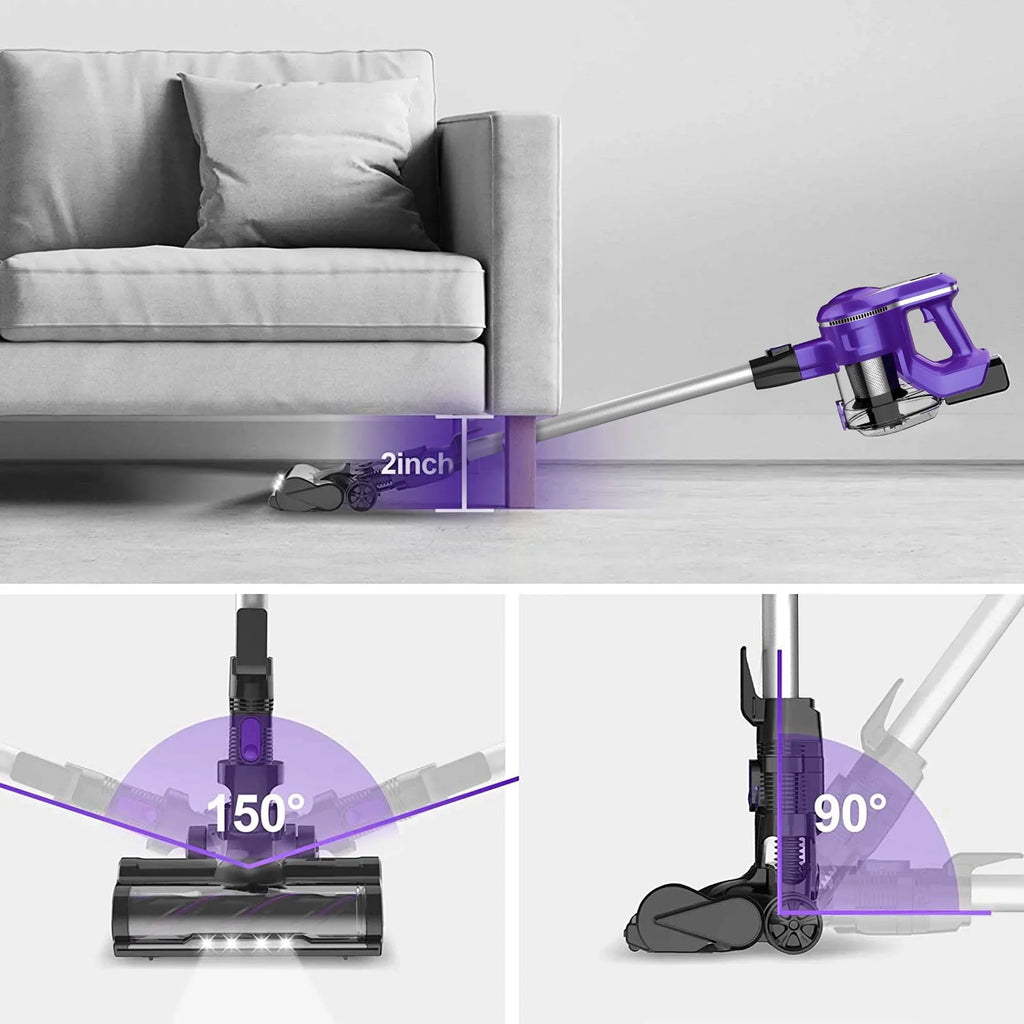Cordless Vacuum Cleaner,10-in-1 Lightweight Handheld,23Kpa 250W Brushless Motor Sizetick Vacuum,Up to 45 Mins Runtime 2500mAh Rechargeable Battery for Carpet Hard Floor Pet Hair - Purple