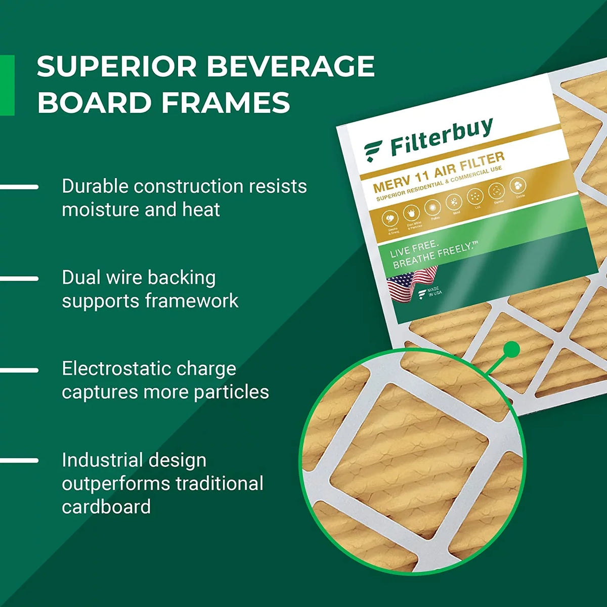 Filterbuy 10x14x2 MERV 11 Pleated HVAC AC Furnace Air Filters (6-Pack)
