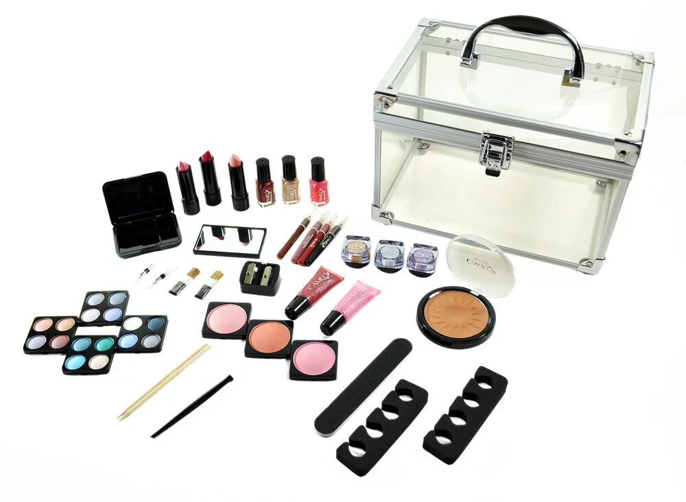 Cameo Carry All Trunk Professional Makeup BeautyMakeup Gift Sizeet Kit with Reusable Aluminum Case