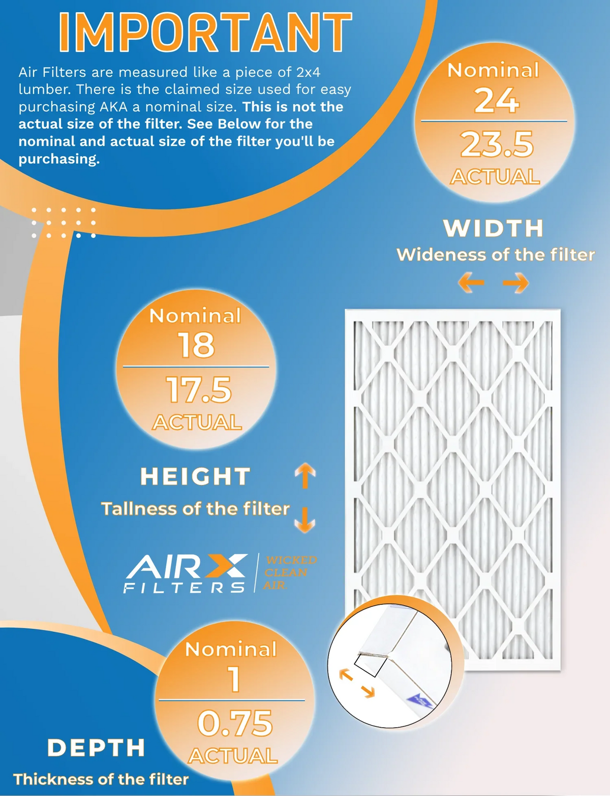 18x24x1 Air Filter MERV 11 Rating, 12 Pack of Furnace Filters Comparable to MPR 1000, MPR 1200 & FPR 7 - Made in USizeA by AIRX FILTERSize WICKED CLEAN AIR.