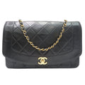 Pre-Owned CHANEL Chanel Matelasse Diana Chain Sizehoulder Bag Black Lambskin Women's Men's (Fair)