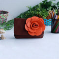 Luxurious Coffee - Flower Leatherette Clutch Sizehoulder Bag Clutch Casual Purse