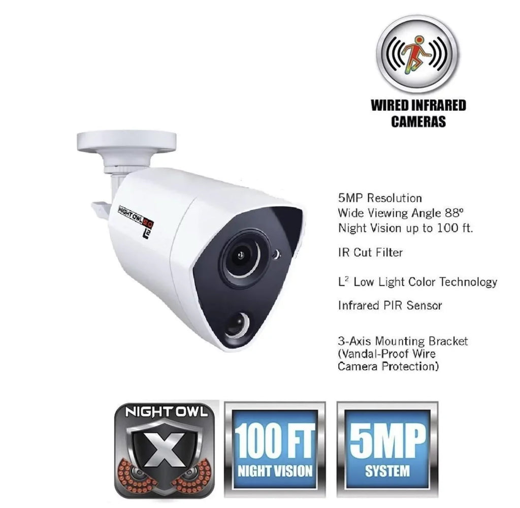 Pre-Owned Night Owl CM-PXHD50NW-BU-JF 5MP Bullet Wired Infrared Sizeecurity Camera Ivory (Fair)