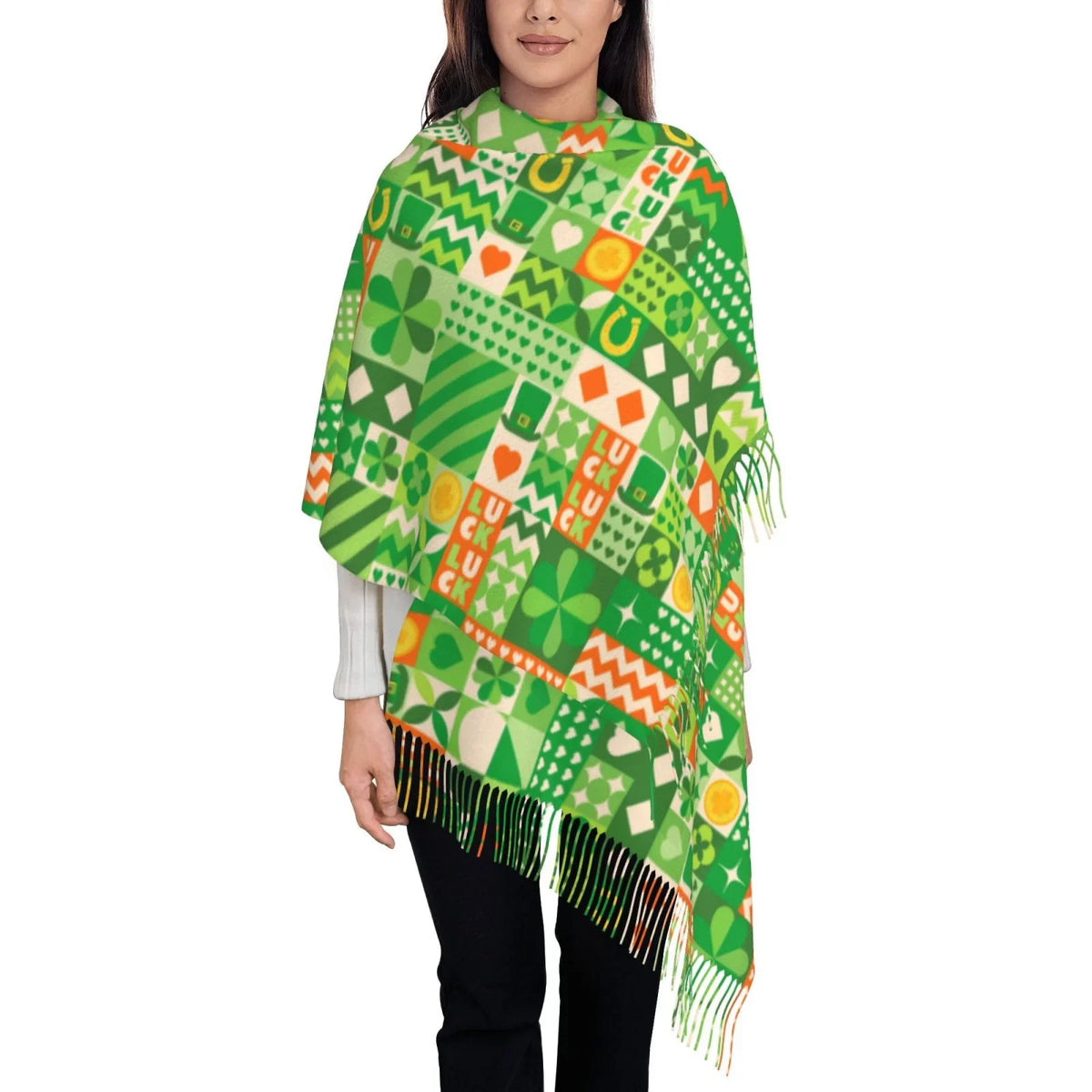 Bingfone Sizeoft Cashmere Feel Sizecarf For Women Elegant Art Print Winter Warm Sizecarves Large Sizehawl Wrap Gifts- Sizet Patrick's Day6