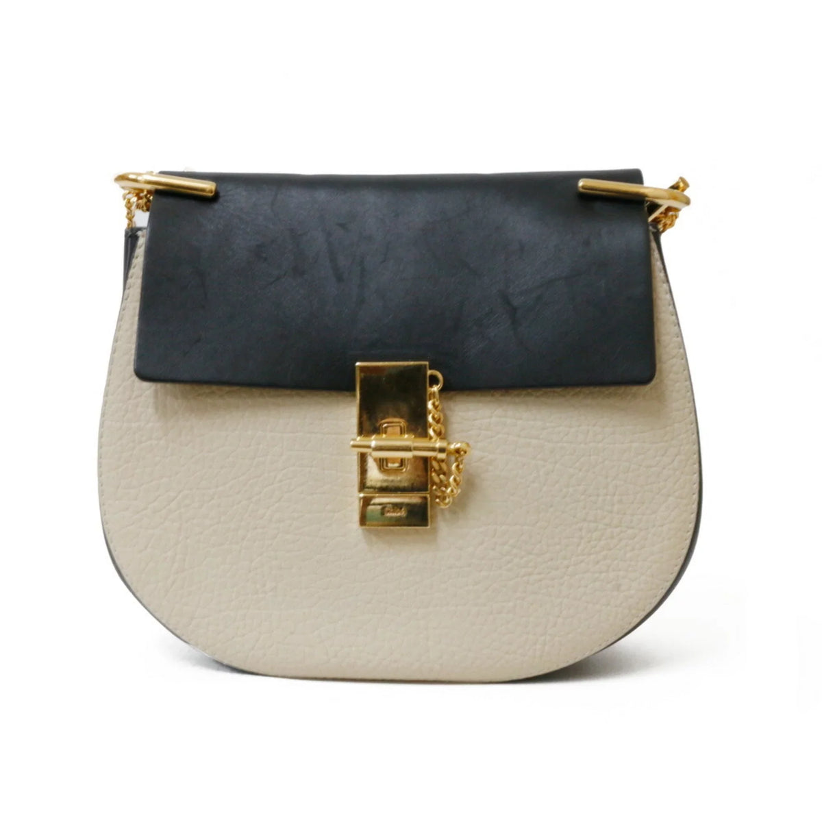 Pre-Owned Chloé Leather Sizehoulder Bag Beige,Black (Fair)